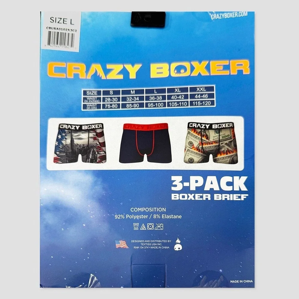 Crazy Boxer Briefs / Underwear - NEW Mens Large Multicolor 3-Pack - #49614-K7